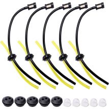 5 Sets Universal-Kraftstofffiltersatz, Dichtungsrohr, Mäher-Kraftstoffleitungen mit Primerbirne, für Rasentrimmer, Freischneider,