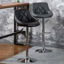 Tabourets de Bar Cuisine Lot de 2, En Similicuir, Pivotant en Simili-Cuir et Métal, Hauteur Réglable 53-73cm, Gris
