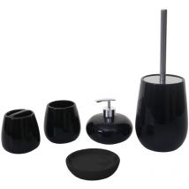 Hegele - 5-teiliges Badset Hhg-682, Wc-garnitur Badezimmerset Badaccessoires, Keramik Schwarz