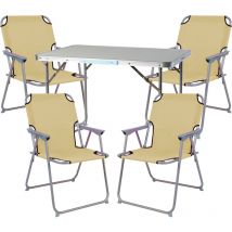 5-teiliges Campingmöbel Set beige 80x60x68cm-MMC330871+4xMPO2600B