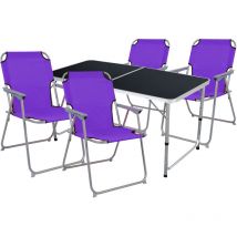 5-teiliges Campingmöbel Set lila 120x60x58/70cm schwarz-MMC330872B+4xMPO2600L