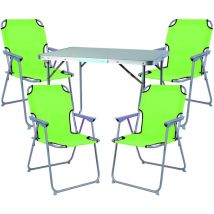 5-teiliges Campingmöbel Set limegrün 80x60x68cm-DMC330871+4xDPO2600LG