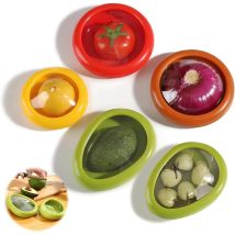 5-teiliges Silikon-obstaufbewahrungsset, Wiederverwendbare Obstbehälter, Aufbewahrungsbox Für Zwiebeln, Tomaten, Zitronen, Avocados (5 Silikon-