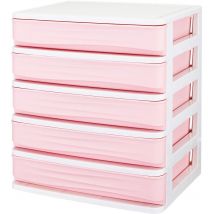 Drillpro - 5 Tiers Makeup Storage Organizer Case Box Display Acrylic Drawer pink lbtn