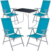 5-tlg Campingsessel Petrol + Campingtisch-MMC330870B+4xMMC5000P