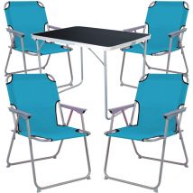 5-tlg Campingsessel Petrol + Campingtisch-MMC330870B+4xMPO2600P