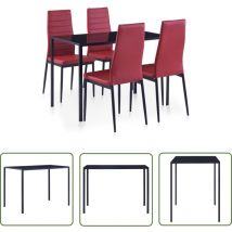 The Living Store 5-tlg. Essgruppe Weinrot - Essgruppe - Esstisch - Weinrot - Moderner Esstisch - Küchenstuhl