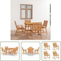 The Living Store 5-tlg. Garten-Essgruppe Massivholz Akazie - Gartensessel - Gartenstuhl - Gartenmöbel Set - Esszimmerset - Holztisch