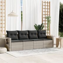 Vidaxl - 4-tlg. Garten-Sofagarnitur mit Kissen Hellgrau Poly Rattan