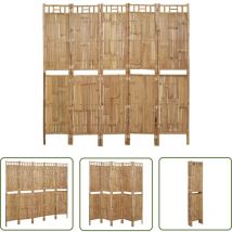Maison Chic - The Living Store 5-tlg. Raumteiler Bambus 200x180 cm - Bambus Raumteiler - Paravent - Raumtrenner - Wohnbereich Dekoration - Wohnzimmer