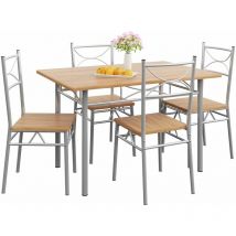 Casaria - Esstisch mit 4 Stühlen Holz 5-tlg Set Metall 110x70cm Industrial Esszimmer Küche Stühle Tisch Möbel Essgruppe Sitzgruppe Paul buche