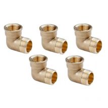 5 Stück Messingbogen 3/4'' Männlich-Weiblich Aenor Messingzubehör Gewindebogen 3/4'' Messing Rohrverbinder