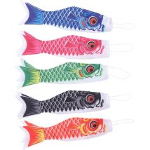 5 x manche à air carpe japonaise, banderoles, drapeau de poisson, cerf-volant, koinobori, décoration suspendue pour bar à sushi japonais, salle