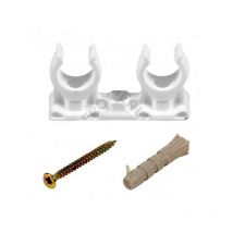 5x 15mm ouverte clips tuyaux se cassent double support plastique avec fixations