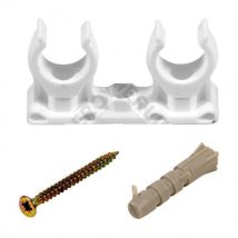 5x 20mm Ouverte Clips Tuyaux Se Cassent Double Support Plastique Avec Fixations