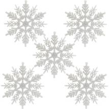 5 x Schneeflocken Weihnachten Deko für Weihnachtsbaum Glitzer Weiß Weihnachtsbaumschmuck