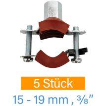 5 x Solar Schraubrohrschelle ø 15 - 19 mm 3/8 Zoll