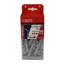 50 chevilles fusée nylon tous matériaux Ø8 x 65 mm RAM