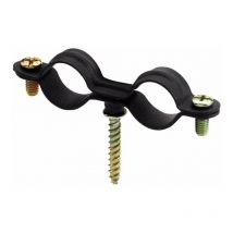 Boite de 50 - Collier double noir pour gaz M6 avec vis à bois - Plastique 22 (M6) - Boite de 50