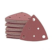 Miotools - Fox Feuilles abrasives auto-agrippantes, 82 mm, 6 trous, p. Ponceuses delta, Corindon normal (Lot de 50) G80