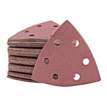 Fox Feuilles abrasives auto-agrippantes, 93 mm, 6 trous, p. Ponceuses delta, Corindon normal (Lot de 50) G180 - Miotools