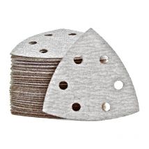 Shark Feuilles abrasives auto-agrippantes, 93 mm, 6 trous, p. Ponceuses delta, Corindon normal (Lot de 50) G40 - Miotools