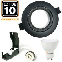 10 Downlights empotrables Negro Mate con GU10 LED 5W eqv. 40W Blanco Frío 6000K