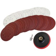 Peveha24 - 50 Klett Schleifscheiben 125mm Sortiment Korn 40-180 + Schleifteller