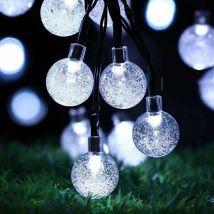 50 led Solaire Guirlande Lumineuse Extérieure et Interieur IP65 Etanche 8 Modes, usb Girlande de Lumière Jolie Décoration (blanc),pour l'intérieur et