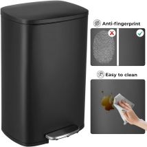 50 Liter Küchen-Mülleimer, Treteimer aus Metall und Stahl mit Deckel, herausnehmbare Inneneimer mit Soft-Close-Funktion (schwarz)