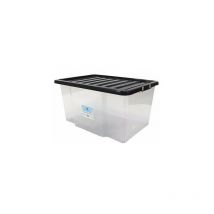 Viss - 50 litre plastic storage box - multipacks - black/clear lid - new strong box
