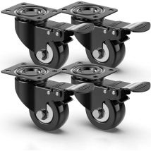 Ymyny 4pcs 50mm Silent Swivel Casters, Furniture Casters with Brake, Heavy Duty Caster 400kg Load Capacity, Pallet Furniture Transport Casters (Black)
