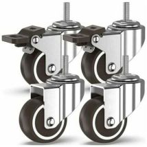 50 Mm Roulettes Pivotantes 4 À Tiges Filetées, Roulettes Pour Meubles, Roues À Freins Pour Transport Industriel De Planches (avec Tiges M10, 2 Avec 
