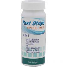 Sjqka - 50 Packungen 6-in-1-Teststreifen für Schwimmbadwasser für Chlor, pH-Wert, Alkalinität, Härte, Säure, Brom, Cyanursäure
