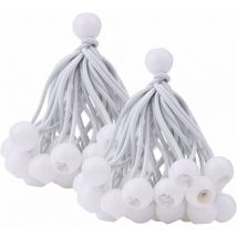 50 Pcs Tendeur à Boule Élastique, Tendeur de Bâche pour Pavillon, Camping, Tente Cordons, Rideaux Harnais d'Extension, 10cm (Blanc)