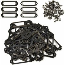 50 pcs Lable Titulaire Bibliothèque Armoires à tiroirs Poignée Porte-nom avec Porte-nom avec vis, 60 x 17 mm, Bronze Antique