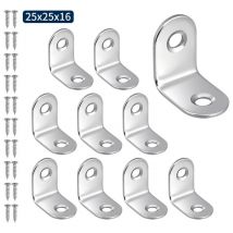 Kaejyiut - 50 Pcs Équerres de Fixation, Équerre Angle en Acier Inoxydable 90 Degrés à Angle Droit - 25 x 25 x 16MM de Fixation pour Armoire de