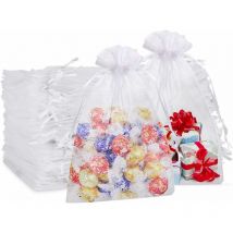 50 pcs Sachets Organza Blanc, 20 30 cm Pochette Cadeau Grand Format, pour Sachet Cadeau Noel Bonbon Transparent, Bijoux Sac Cadeau Mariage Dragees