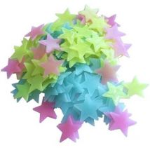 50 pièces Etoiles Phosphorescentes Plafond Lune Et Etoiles Lumineuses Autocollants Stickers Muraux Enfants Etoile Fluorescente pour Bébé Chambres