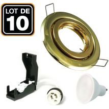 Europalamp - 10 focos empotrables gold con GU10 led 5W eqv. 40W Cool White 6000K