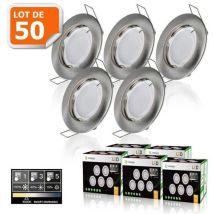 Lampesecoenergie - 50 Spots led 3-step dimmable sans variateur 7w eq.56w blanc neutre finition alu brossé