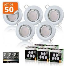 Lampesecoenergie - 50 Spots led 3-step dimmable sans variateur 7w eq.56w blanc neutre orientable finition blanc