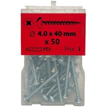 50 vis agglo 4 x 40mm tête ronde Pozidriv zingué Viswood