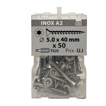 50 vis agglo 5x40mm fraisée Tx inox A2 Viswood