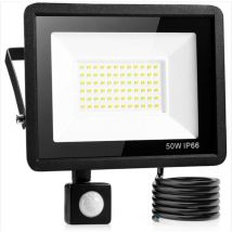 50 W LED-Flutlicht für den Außenbereich mit Bewegungsmelder, wasserdichtes IP66-Flutlicht für den Außenbereich mit Bewegungsmelder, kaltweißes Licht,