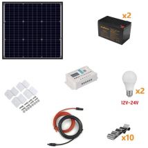 50-W-Photovoltaik-Insel-Kit – Kit mit Solarpanel, Laderegler, Glühbirnen und Installationszubehör - Alcapower