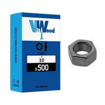 500 écrous hexagonaux ø 3mm classe 8 brut Viswood