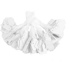 Linghhang - 500 étiquettes de prix en papier (blanc, 1,5 x 2,5 cm), étiquettes de prix vierges gravables avec lanière, adaptées à l'emballage de