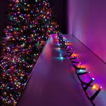500 LED 12.5m Indoor Outdoor Christmas Multi Function Mains Operated String Lights with Timer in Rainbow