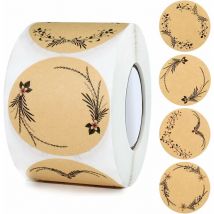 Linghhang - 500 Pcs (brun)Étiquettes Autocollantes Kraft Rondes Étiquettes à Confiture de 5 cm Étiquettes Adhésives Autocollant Papier Kraft Pour Les